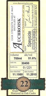 Rare Auld Auchroisk 1988 22YO C30450